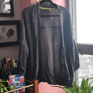 grey drop sleeve cardigan